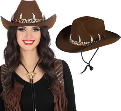 Immagine prodotto di Cappello da Cowboy Avventura Outback Australia Occidentale Carnevale Cowboy Look Suede Costume Party, Colore: Marrone