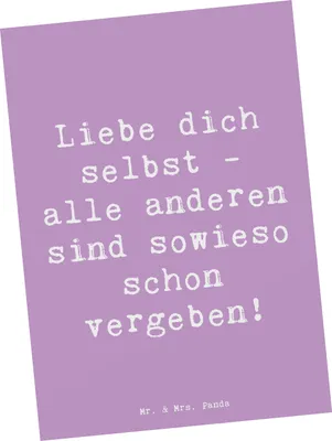 Produktbild von Mr. & Mrs. Panda Grußkarte Spruch Selbstakzeptanz Liebe - Lavendeltraum - Geschenk, Selbstliebe, Gefühl, Ansichtskarte, Einzigartigkeit, bedingungslose, Postkarten, Zitat