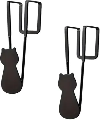 Produktbild von Unyqoos® Set 2 Schmiedeeiserne Türhaken mit Katzenmotiv – Haken für Handtücher & Schlüssel, platzsparend, ohne Bohren