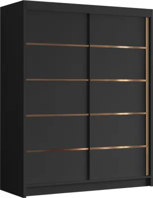 Produktbild von MIRJAN24 Schiebetürenschrank Flavio IV, Kleiderschrank mit Kleiderstange, mit zwei Schwebetüren, Garderobe (Farbe: Schwarz)