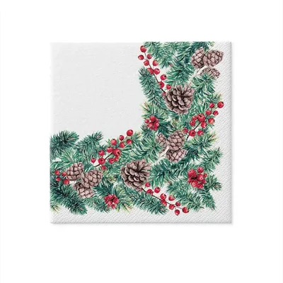 Productafbeelding van Drielaagse servetten met wintertakken, 33cm x 33cm, 20 stuks.