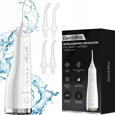 Obrázok produktu pre Prístroj na ústnu hygienu Dentipro, 4 režimy, 3 úrovne, 300 ml, 4 nástavce, stupeň ochrany IPX7, model SWF-03