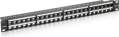 Produktbild von Equip 48-Port Keystone Cat.6 Ungeschirmtes Patch Panel, Schwarz, Cat6, Schwarz, Rackeinbau, 1U, 44 mm, 483 mm