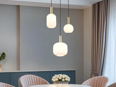 Produktbild von LED Cluster Pendelleuchte 3-flammig Wohnzimmerlampen hängend Treppenhaus, Ø38cm