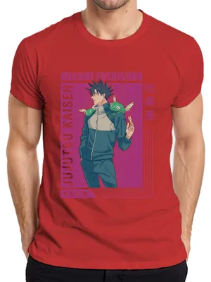 Zdjęcie produktu dla Megumi Fushiguro Jujutsu Kaisen Shikigami Anime Gift Retro Koszulka Męska, Czerwony, S