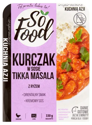 Obrázok produktu pre So Food Kuracie mäso v omáčke Tikka Masala s ryžou 330 G