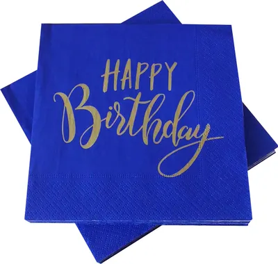 Produktbild von Servietten zum Geburtstag 'Happy Birthday' blau & gold (20 Stück)