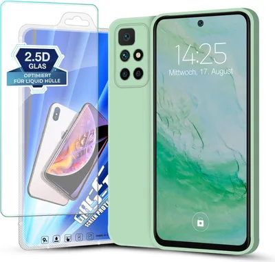Produktbild von Hülle für Xiaomi Redmi 10 mit 9H Displayglas Displayschutz Case Cover Bumper Silikon Softgrip Schutzhülle Farbe: Türkis