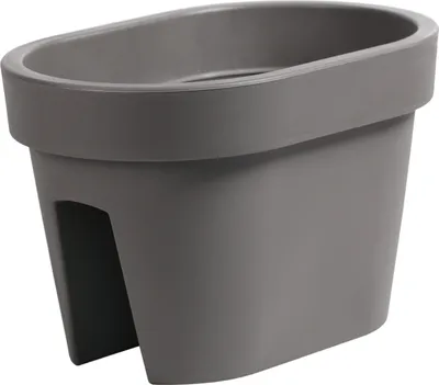 Produktbild von Balkonkiste Blumenkasten Geländerkasten Balkonkasten Geländertopf 39,5 cm | 12,3 L Grauer Stein Balkon-Blumenkasten oval