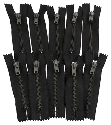 Reißverschlüsse Nr. 4, 8 cm, Metall, schwarz, 10 Stück
