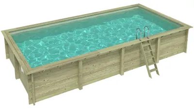 Immagine prodotto di Piscina in legno AQUA 8.5 x 4.35 - H.1.45 m, sabbia, Su telaio - senza cementazione