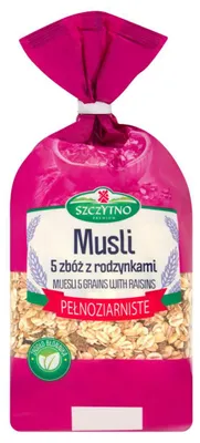 Productafbeelding van Szczytno Premium volkoren muesli van 5 soorten granen met rozijnen, 400 gram