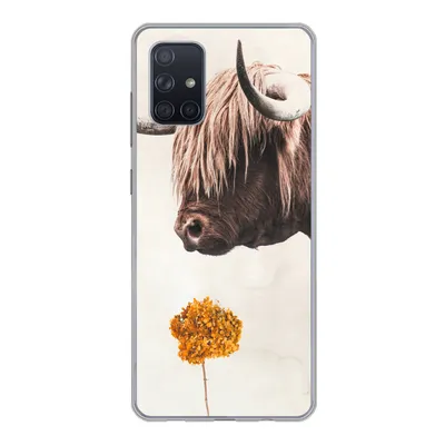 Produktbild von MuchoWow® Handyhülle Schutzhülle Hülle für Samsung Galaxy A51 Schottischer Highlander - Vintage - Blume Silikon Softcase Handy Hülle - Schutzabdeckung