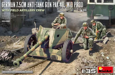 Produktbild von MINIART MA35400 German 7.5cm Anti-Tank Gun PaK 40. Mid Prod w/crew