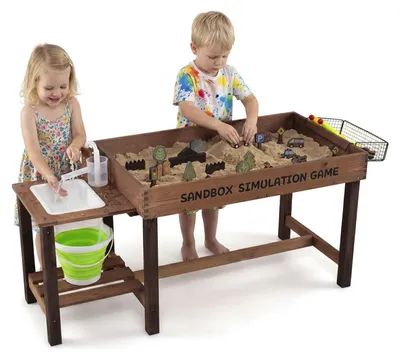 Produktbild von COSTWAY Outdoor Matschküche Kinder, Sandkasten mit Wasserpumpe, Eimer, Zubehör, Sandschaufeln, Korb & Ablage, Wasserspieltisch, Sandbox für Kinder 3+