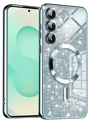 Produktbild von Techsuit Luxury Glitter Back Cover Hülle mit MagSafe für Samsung Galaxy S25 Plus - Hellblau