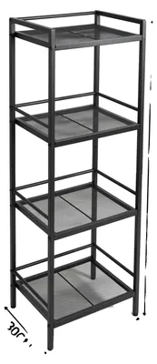 Productafbeelding van Badkamerrek, constructie van koolstofstaal, 4 niveaus, zwart - 4 planken