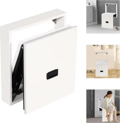Obrázek produktu pro Nástěnná skládací stolička – stolička na boty/stolička k oblékání – úspora místa – nosnost 150 kg – minimalistický design – bílá