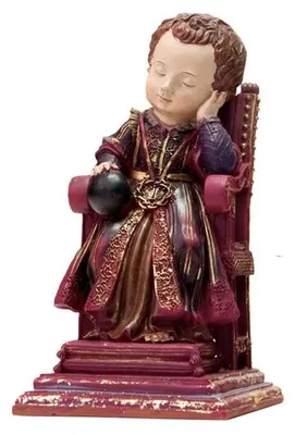 Jesuskind-Figur sitzend mit Kugel, 8x8x15 cm, Kunstharz