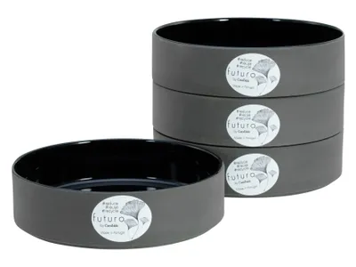 Produktbild von Creatable Porzellanhaus Pastaschüssel Steinzeug Schwarz, Serie futuro, 4 Teile, Ø 19 cm, 90% Recyclingmaterial, Spülmaschinen- und Mikrowellengeeignet, Bruchersatz gesichert, hochglänzend innen