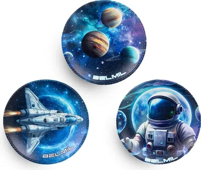 Produktbild von Belmil Patches mit Klettverschluss Set 3-teilig- kompatibel mit Schulranzen Maxi, Maxi Plus, Compact "Space Magic"