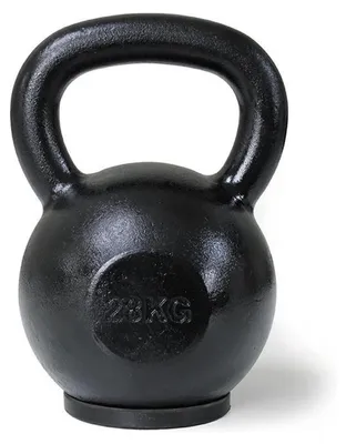 Immagine prodotto di Manubrio kettlebell da 32 kg, in ghisa nera - Supporto per manubrio in ghisa - Ideale per allenamento della forza e crossfit