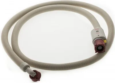A washing machine inlet hose shown in a loop against a white background.