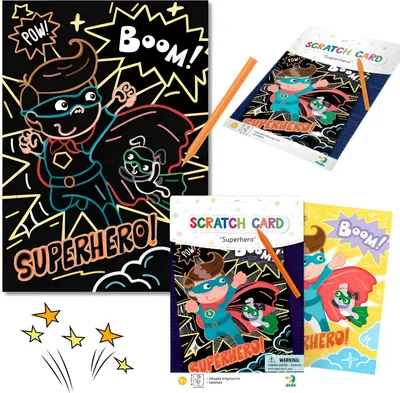 Produktbild von Kunst-Kratzpapier "Superhelden" Kratzmalerei Für Kinder