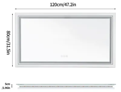 Obrázek produktu pro LED zrcadlo do koupelny - Zrcadlo s osvětlením - Koupelnové zrcadlo - Dotykové zrcadlo - S funkcí proti zamlžování - Hliníkový rám