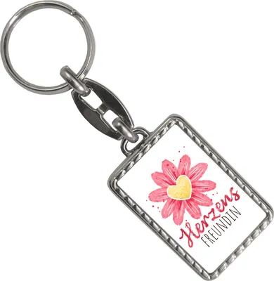 Produktbild von Blume Schlüsselanhänger mit Bordüre mit Spruch Herzensfreundin