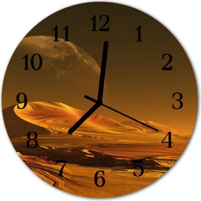 Produktbild von Glasuhr Wanduhr Küchenuhr Echt-Glas 30fi cm Wildnis orange