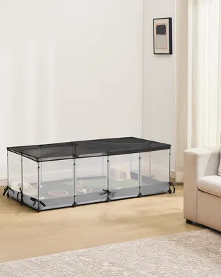 Produktbild von SONGMICS Kleintiergehege Freilaufgehege für Kaninchen mit Dach und Boden 120 x 60 x 40 cm Weiß, KI-generiertes Bild