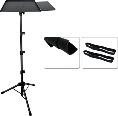 Image de Support au sol pour projecteur, support pour ordinateur portable, support de diffusion de musique en direct, réglable en hauteur, support au sol de 1,6 mètre + plateau de souris