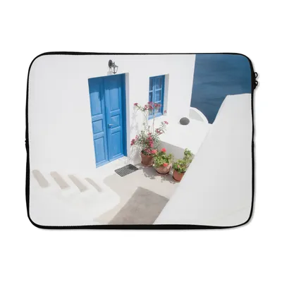 Produktbild von MuchoWow® Laptop Hülle 15 Zoll Architektur - Blau - Weiß - Tür Laptoptasche - Laptoptasche - Sleeve - Rundum-Schutz