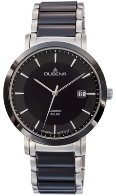 Produktbild von Dugena Herren-Uhr Solar Schwarz Analog Quarz Keramik-Armband 4461005
