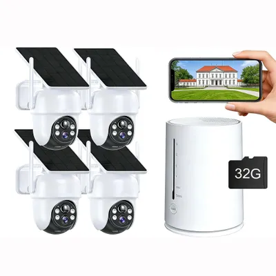 Produktbild von 4MP WLAN Überwachungskamera Set Aussen, 4CH 2K mit 4X WiFi Kamera, Videoüberwachung, 2-Wege-Audio, 15M Nachtsicht, IP66, Kompatibel mit Alexa