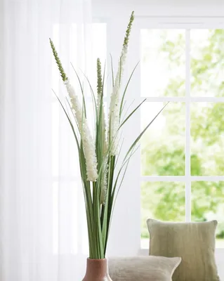Image de Plante artificielle "Steppenkerze" herbe artificielle hauteur 90 cm, herbe décorative avec fleurs, comme une vraie, plante verte herbe grande