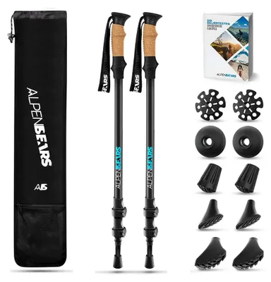 Produktbild von Alpen Bears Teleskop Wanderstöcke mit Gummipuffer Set - Aluminium