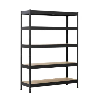 Produktbild von SCHULTE Regalwelt Schwerlastregal mit 5 MDF-Böden, 180x130x45 cm (HxBxT), 150 Kg Traglast pro Boden, schwarz