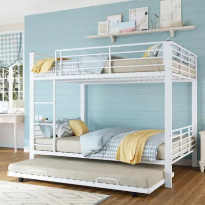 Produktbild von Etagenbett, Dreibett-Stockbett mit ausziehbarem Unterbett, Jugendbett Kinderbett,140*200