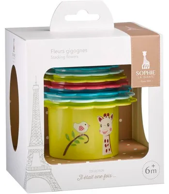 Produktbild von Frühes Lernspielzeug – Sophie die Giraffe – Ineinandergreifende Blumen – Stapelbar – Verschiedene Texturen