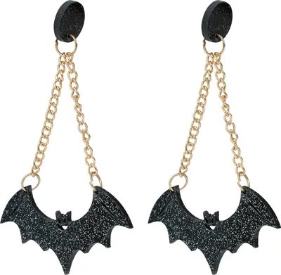 Immagine prodotto di Orecchini Pipistrello Halloween Gatto Mistico Fascino Scuro Accessorio Gotico Brivido Mistero Festa Look Incanto Notte Spettrale, Colore: Nero