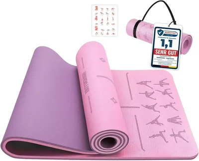 Produktbild von Yogamatte 183 x 61 cm, 6 mm dick, TPE, rutschfest, für Workout