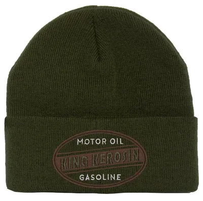 Obrázok produktu pre KING KEROSIN Ležérna pletená čiapka s prednou nášivkou Gasoline Olive green One Size