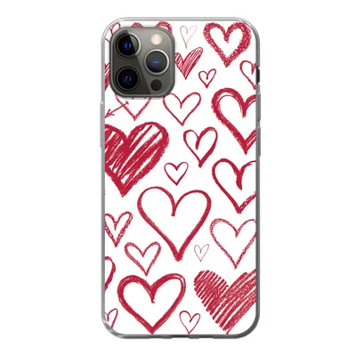 Produktbild von MuchoWow® Handyhülle Schutzhülle Hülle für iPhone 13 Pro Eine Illustration mit mehreren Herzen auf weißem Hintergrund Silikon Softcase Handy Hülle - Handy-Tasche