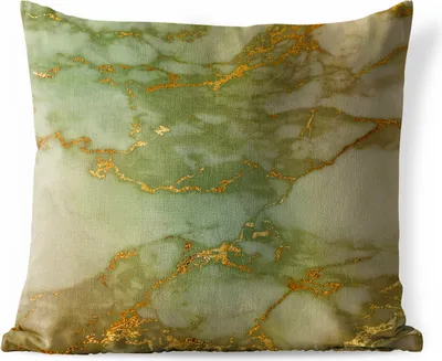 Produktbild von MuchoWow® Outdoor Kissen - Marmor - Muster - Grün - Gold - 45x45 cm - Wetterfest - Lounge Kissen - Fotokissen - Dekoratives Kissen