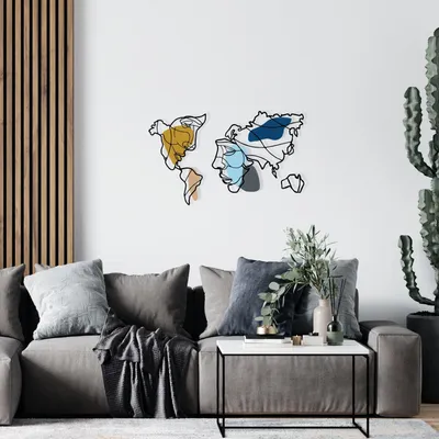 Immagine prodotto di Wallity, Lie World S, Accessorio decorativo da parete in metallo, METALLO, Multicolore, 100 x 64,5 cm