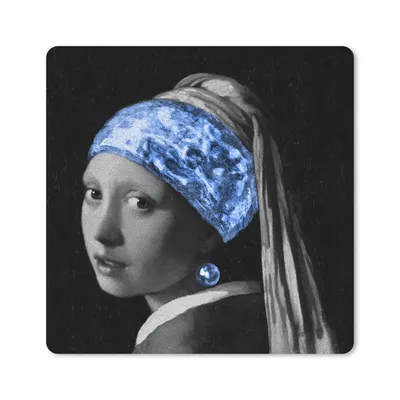 Produktbild von MuchoWow® Mauspad Mousepad Mädchen mit einem Perlenohrring - Vermeer - Blau 20x20 cm - Mousepads - Maus Mat - Pad - Mausunterlage - Desk Mat - Bureauartikeln