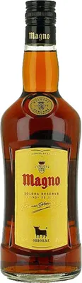 A bottle of Osborne Magno Solera Reserva Brandy de Jerez.