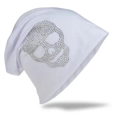 Produktbild von Beanie Muetze Totenkopf Weiss